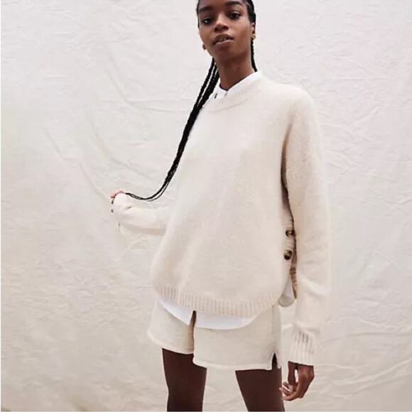 Madewell Birchmont Side-Button Pullover Sweater in Coziest Textured Yarn Large - Picture 1 of 7